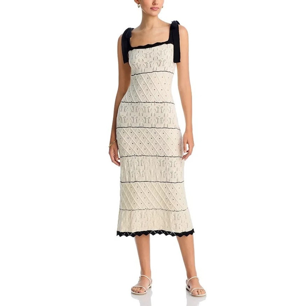 NWT Capittana Valeria Knit Black White Maxi Croquet Dress M/L Swim Cover Up $260